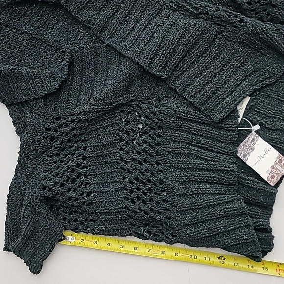 Simply Noelle Womens Flip to Wear Long/Short Green Knit Cardigan Wrap Sweater OS - Picture 13 of 13